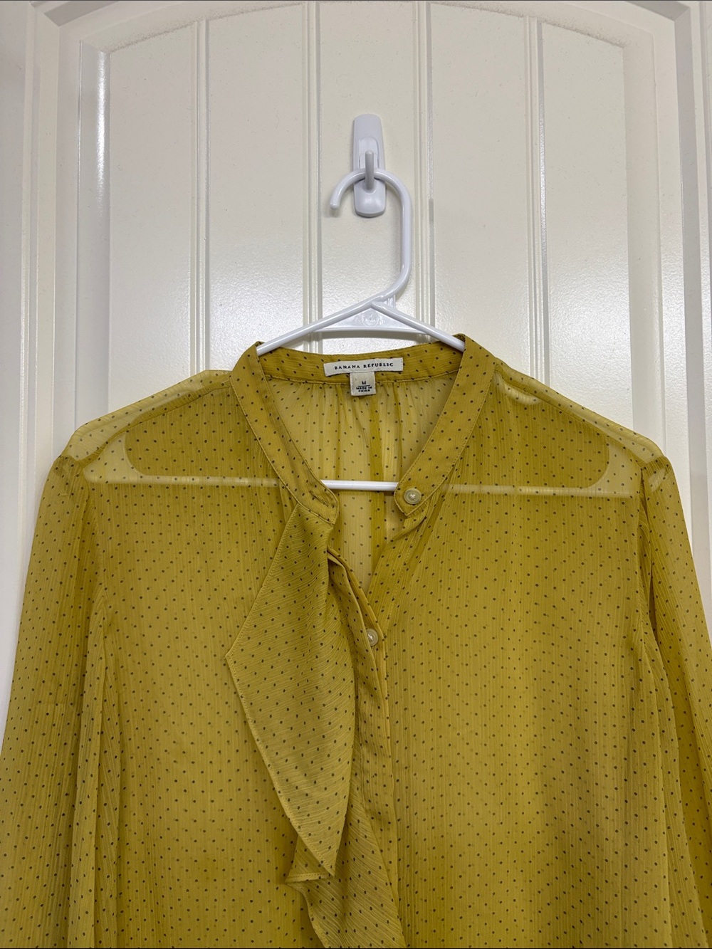 Banana Republic Olive-Yellow Ruffle Button-Front Sheer Blouse - Picture 2 of 9